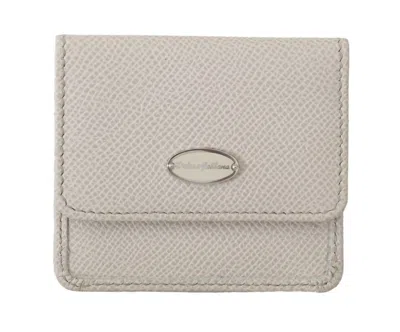 Dolce & Gabbana White Dauphine Leather Holder Pocket Wallet Condom Men's Case