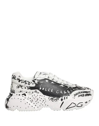 Dolce & Gabbana White Daymaster Graffiti Low Top Sneakers Women's Shoes