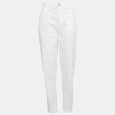 Pre-owned Dolce & Gabbana White Denim Amber Jeans L Waist 34"