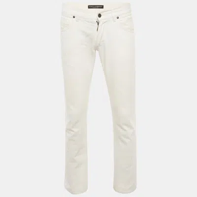 Pre-owned Dolce & Gabbana White Denim Straight Fit Jeans S/waist 31"'