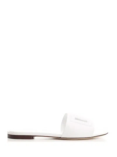 DOLCE & GABBANA WHITE DG FLAT SANDAL