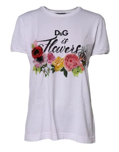 Pre-owned Dolce & Gabbana White Dg Floral Embellishment Top Women's T-shirt ()