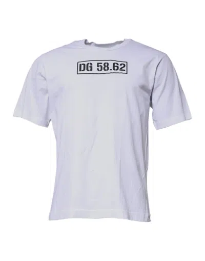 Dolce & Gabbana White Dg Logo Cotton Crew Neck T-shirt