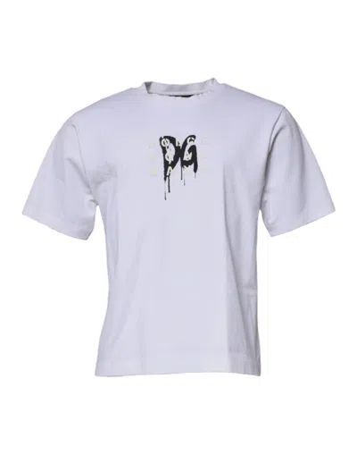 Pre-owned Dolce & Gabbana White Dg Logo Crew Neck Short Sleeve Men's T-shirt ()