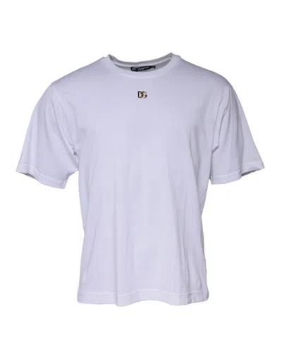 Pre-owned Dolce & Gabbana White Dg Logo Crew Neck Short Sleeve Men's T-shirt ()
