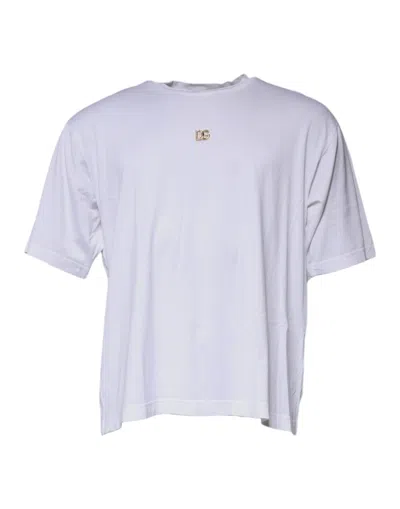 Pre-owned Dolce & Gabbana White Dg Logo Crew Neck Short Sleeve Men's T-shirt ()