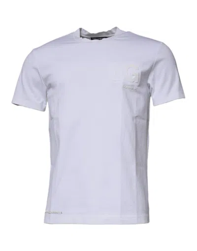 Pre-owned Dolce & Gabbana White Dg Logo Crew Neck Short Sleeves Men's T-shirt ()