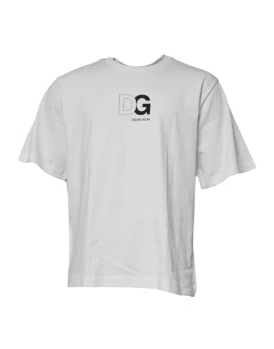 Pre-owned Dolce & Gabbana White Dg Logo Crew Neck Short Sleeves Men's T-shirt ()