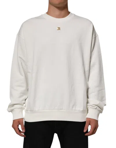 Pre-owned Dolce & Gabbana White Dg Logo Crew Neck Sweatshirt Men's Sweater ()