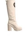 Dolce & Gabbana White Dg Logo Hi Trekking Plateau Biker Boots Women's Shoes In White