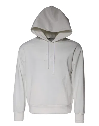 Pre-owned Dolce & Gabbana White Dg Logo Hooded Men Sweatshirt Men's Sweater ()