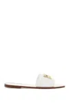 Dolce & Gabbana Dg Medallion Leather Flat Sandals In Bianco Ottico (white)