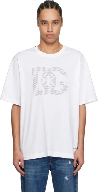 Dolce & Gabbana White Dg Logo T-shirt In Bianco Ottico