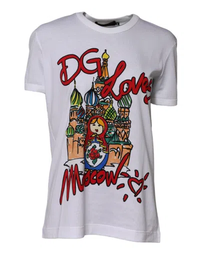 Dolce & Gabbana White Dg Loves Moscow Cotton Crew Neck T-shirt