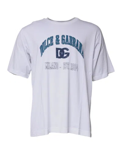 Dolce & Gabbana White Dg Milano Cotton Crew Neck T-shirt