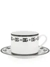 Dolce & Gabbana Dg Logo Teacup And Saucer (set Of Two) In White