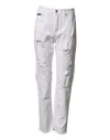 Dolce & Gabbana White Distressed Cotton Boyfriend Denim Jeans In White