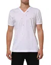 Dolce & Gabbana White Distressed Cotton V Neck Men T-shirt In White