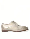 DOLCE & GABBANA DOLCE & GABBANA WHITE DISTRESSED LEATHER DERBY DRESS MEN'S SHOES