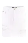 Dolce & Gabbana White Distressed Mini Skirt In Pattern