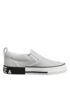 Dolce & Gabbana White Dotted Leather Slip On Men Sneakers Shoes In Gray
