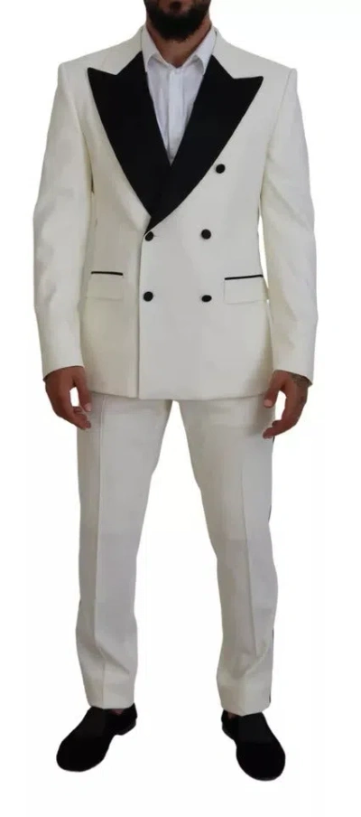 Pre-owned Dolce & Gabbana White Double Breasted 2 Piece Sicilia Men's Suit ()