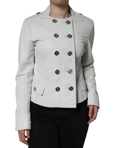 Pre-owned Dolce & Gabbana White Double Breasted Blazer Coat Women's Jacket ()
