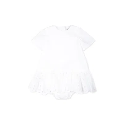 Dolce & Gabbana White Dress For Baby Girl With Logo