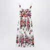 Dolce & Gabbana Cotton Dress With A Bouquet Of Flowers Print Dresses White In Multi