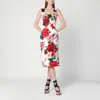 Dolce & Gabbana White Dress With Floral Print In Multicolor