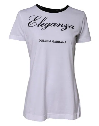 Pre-owned Dolce & Gabbana White Eleganza Cotton Crew Neck Tee Women's T-shirt ()
