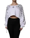Dolce & Gabbana White Embellished Long Sleeve Cropped Women's Sweater