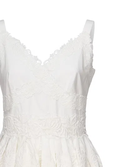 Dolce & Gabbana White Embroidered Cotton Midi Dress