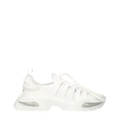 Dolce & Gabbana White Fabric Athletic Sneakers