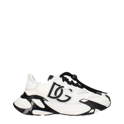 DOLCE & GABBANA WHITE FABRIC ATHLETIC SNEAKERS