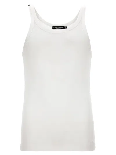 DOLCE & GABBANA WHITE FINE-RIB TANK TOP