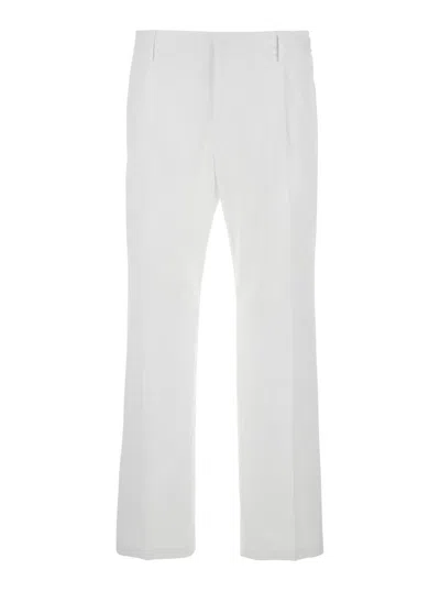 Dolce & Gabbana White Five Pocket Pants With Logo Plaque On The Back In Cotton Man