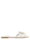 Dolce & Gabbana Bianca Brooch-embellished Lace And Mesh Sandals In White