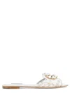 Dolce & Gabbana Bianca Brooch-embellished Lace And Mesh Sandals In White