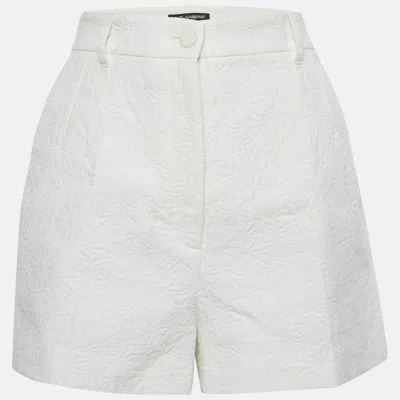 Pre-owned Dolce & Gabbana White Floral Jacquard Shorts M