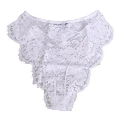 Dolce & Gabbana White Floral Lace Low Rise Panty Underwear