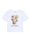 DOLCE & GABBANA WHITE FLORAL PRINT COTTON T-SHIRT