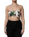 Dolce & Gabbana White Floral Print Cropped Bustier Corset Top In Multi