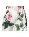 Dolce & Gabbana White Floral Print High Waist Hotpants Short In Multi