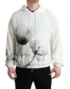 Dolce & Gabbana White Floral Print Hooded Pullover Sweater In Neutral