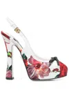 Dolce & Gabbana White Floral Print Pumps