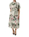 Dolce & Gabbana White Floral Print Silk Pleated Midi Dress In Multi