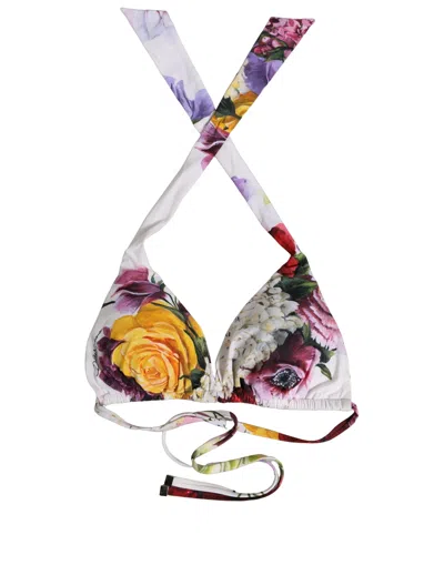 Dolce & Gabbana Floral Print Bikini Top In Multi
