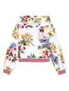 DOLCE & GABBANA WHITE FLORAL PRINT ZIPPED HOODIE