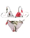 Dolce & Gabbana White Floral Swimsuit 2 Piece Top Bottom Swimwear In White